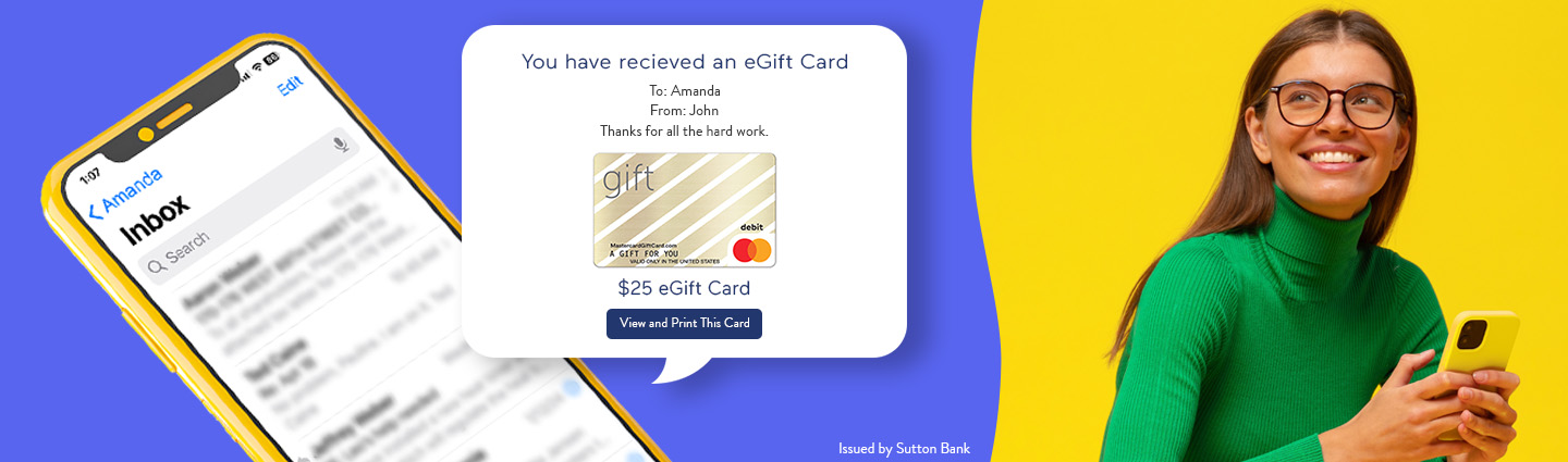 You have recieved an egift card