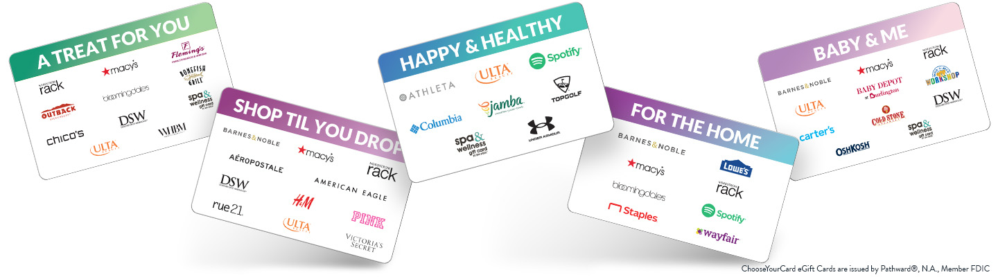 Multi brand cards laid out